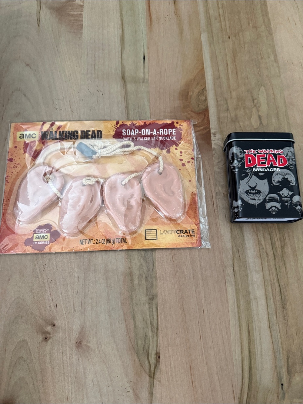 Loot Crate The Walking Dead Soap-On-A-Rope Necklace and Black Bandages Tin